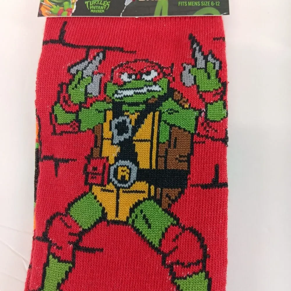 Teenage Mutant Ninja Turtles TMNT 2-pair Cartoon Mens Sz 6-12 Crew Socks NWT